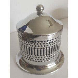 England Chrome Covered Jam/Honey - Condiment Server w Cobalt Blue Insert